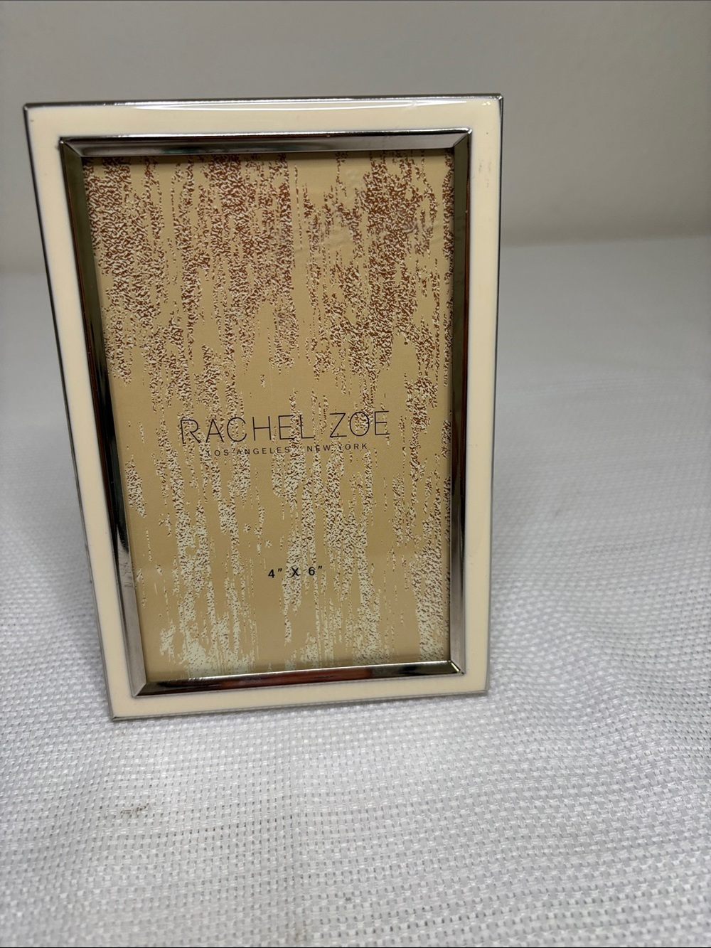 Rachel Zoe Cream and Silver Accent Photo Frame NEW